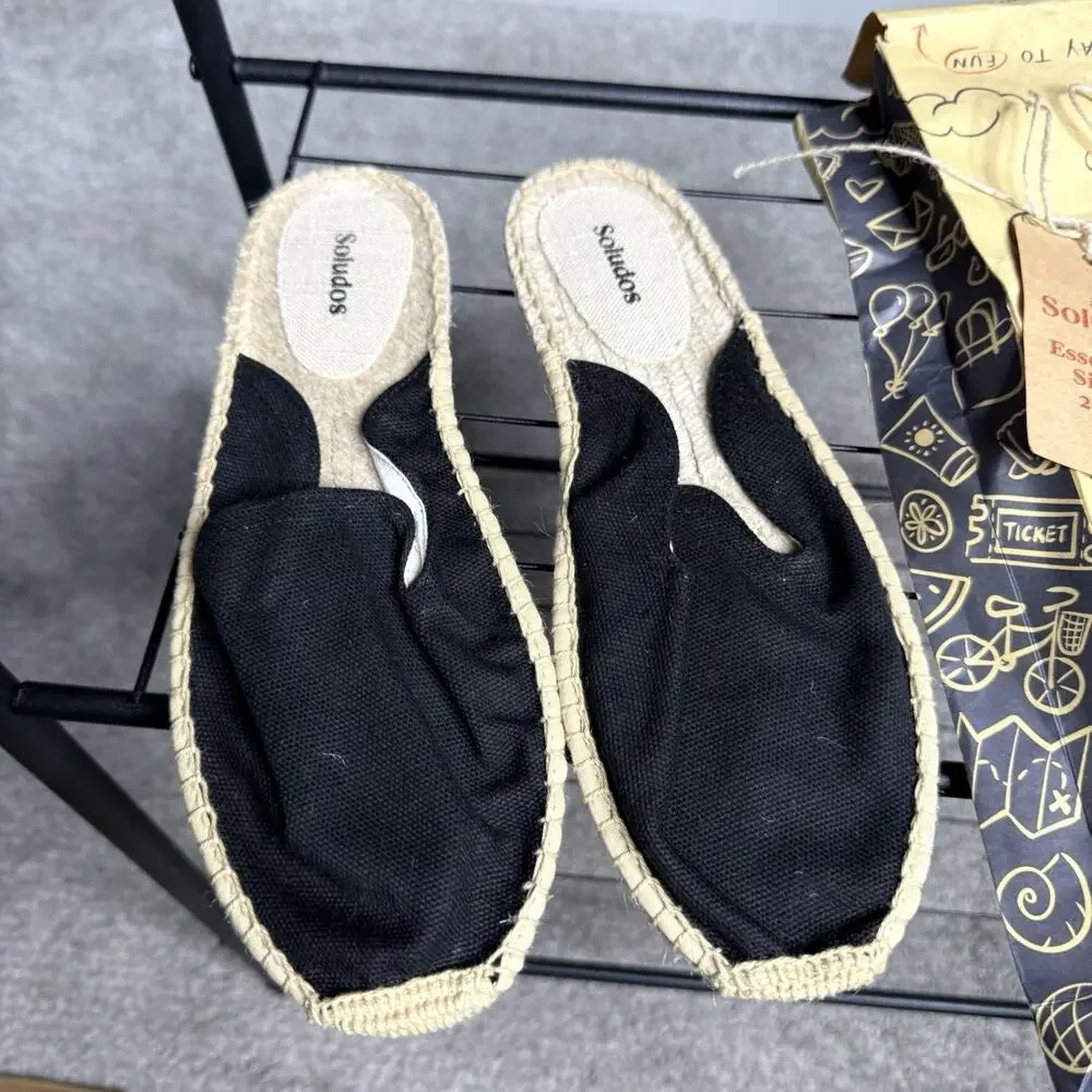 Soludos The Dali Mule Canvas Espadrilles Women Size 9-9.5 Black
